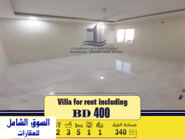 Villa in Isa Town for rent including electricity at an excellent price فيلا للإيجار في مدينه عيسي