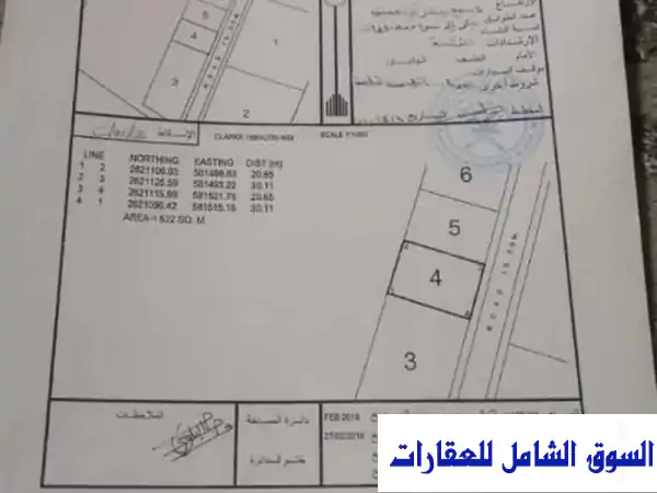 للبيع ارض زراعية 600 متر بقرب من شارع العام في ولاية بركاء الباطنة