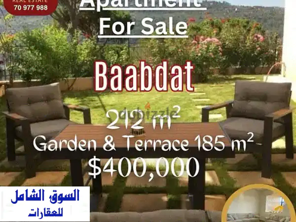 Baabdat apartment with terrace  for sale للبيع بعبدات شقة مع تاراس