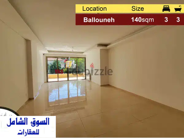 Ballouneh 140m2  Luxurious  Brand New  Prime Location  View  TO