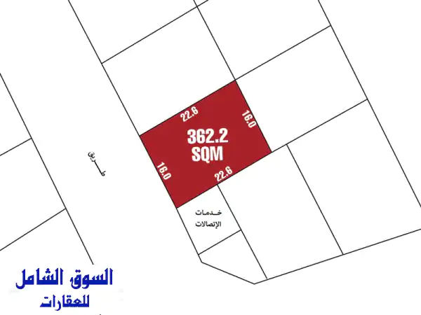 masal  sll  7280 أرض بموقع ممتاز للبيع في منطقة العكر الغربي أرض سكنية بسعر تنافسي مساحتها 362.2 ...