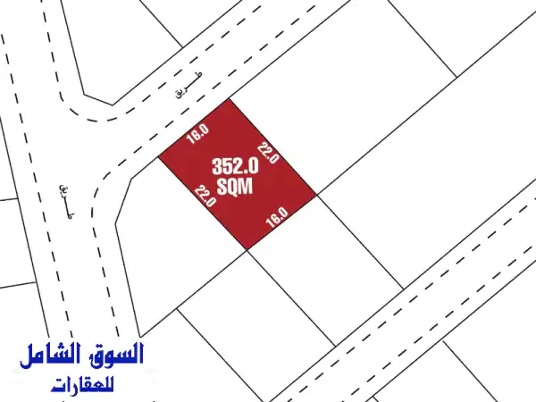 masal  sll  7121 أرض بموقع ممتاز للبيع في منطقة عالي الأرض على شارع واحد مساحتها 352 متر مربع rb ...