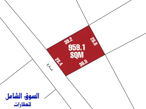 masal  sll  6861 أرض بموقع ممتاز للبيع في منطقة جرداب مساحتها 959.1 متر مربع ra تصنيفها سعر القدم ...