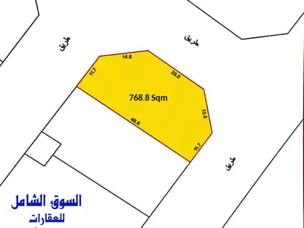 فرصة استثمارية لا تُعوض: أرض استخدام مختلط (B3) للبيع بالبسيتين | موقع زاوية استراتيجي 768.8م²