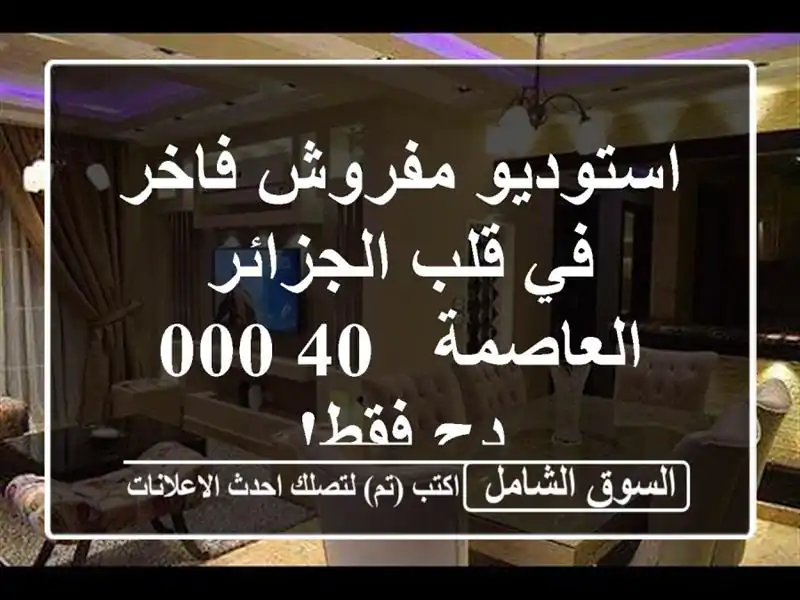 استوديو مفروش فاخر في قلب الجزائر العاصمة - 40,000 دج فقط!