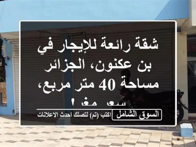 شقة رائعة للإيجار في بن عكنون، الجزائر - مساحة 40 متر مربع، سعر مغرٍ!