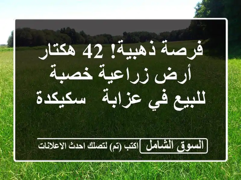 فرصة ذهبية! 42 هكتار أرض زراعية خصبة للبيع في عزابة...