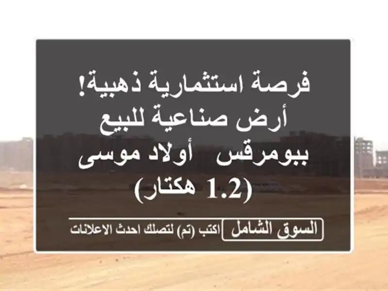 فرصة استثمارية ذهبية! أرض صناعية للبيع ببومرقس -...