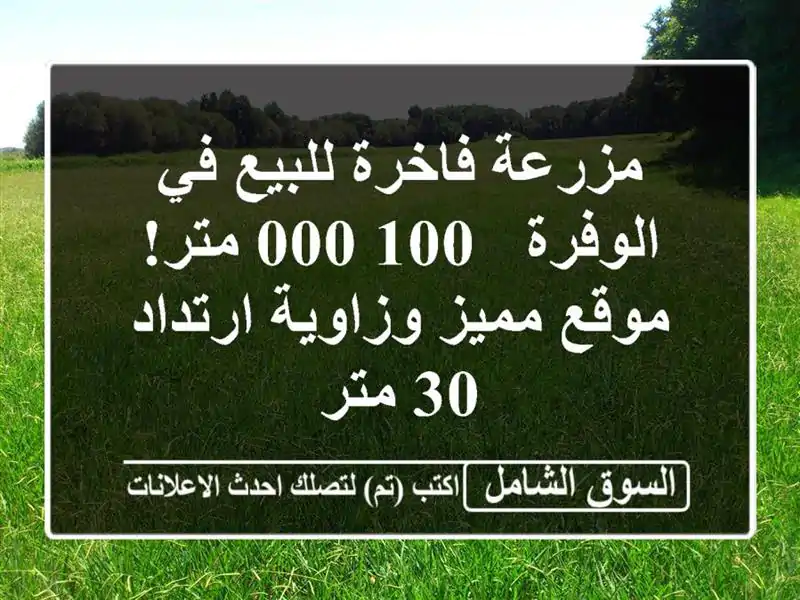 مزرعة فاخرة للبيع في الوفرة - 100,000 متر! موقع مميز...