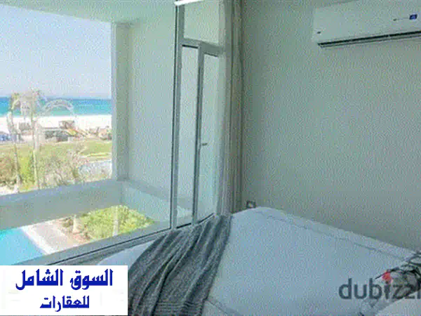شالية فاخر 120م² بفيو بحر خلاب في قرية ازها الساحل الشمالي - تشطيب فندقي كامل!