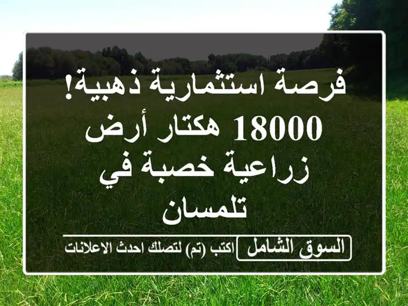 فرصة استثمارية ذهبية! 18000 هكتار أرض زراعية خصبة...