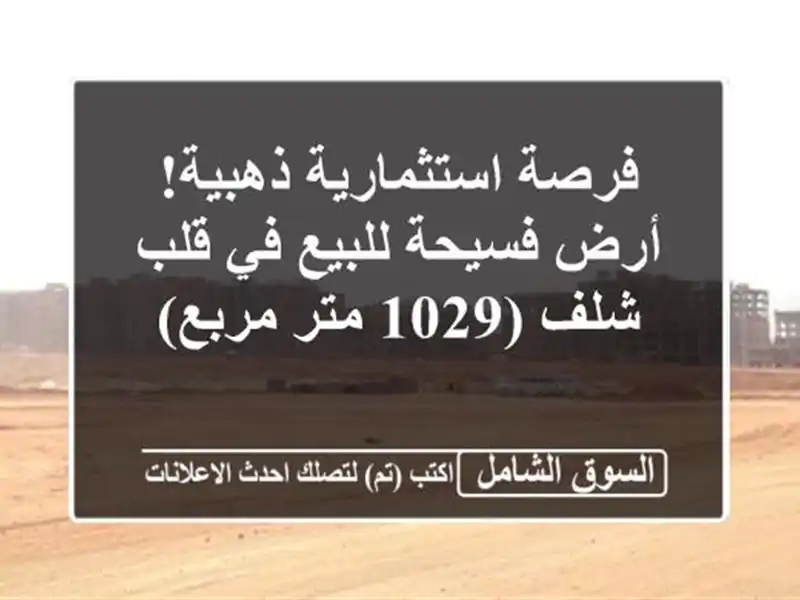 فرصة استثمارية ذهبية! أرض فسيحة للبيع في قلب شلف...