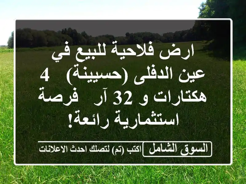 ارض فلاحية للبيع في عين الدفلى (حسيينة) - 4 هكتارات و...