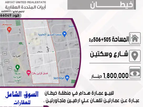 عمارتان متجاورتان للبيع في خيطان - فرصة...