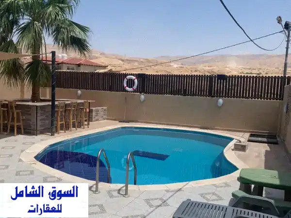 فرصة استثنائية: شاليه فخم للبيع في الأغوار (الرامة/الروضة) - مسبحان خاصان (داخلي وخارجي) ومساحة 650م²!