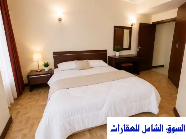 استأجر الآن: شقة دوبلكس عائلية فاخرة ومفروشة بالكامل في الجفير (130م²) - مسبح وجيم وإنترنت | إيجار شامل 350 د.ب!
