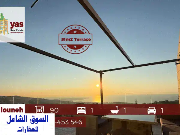 Ballouneh 90m2  51m2 Terrace  Prime Location  Open View GT