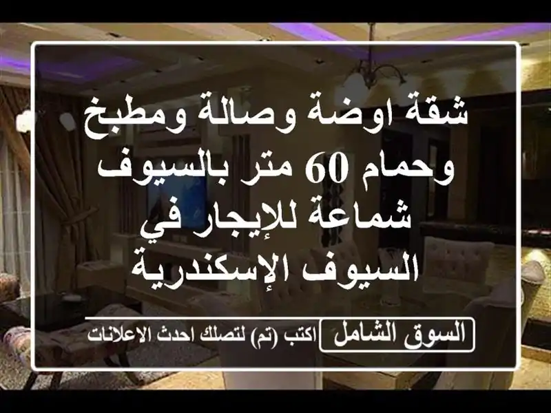 شقة اوضة وصالة ومطبخ وحمام 60 متر بالسيوف شماعة...