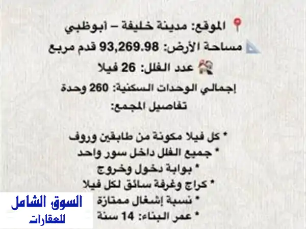للبيع  مجمع سكني استثماري بعائد قوي – مدينة خليفة...