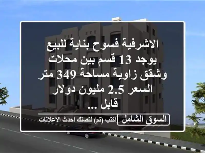 الاشرفية فسوح بناية للبيع يوجد 13 قسم بين محلات...