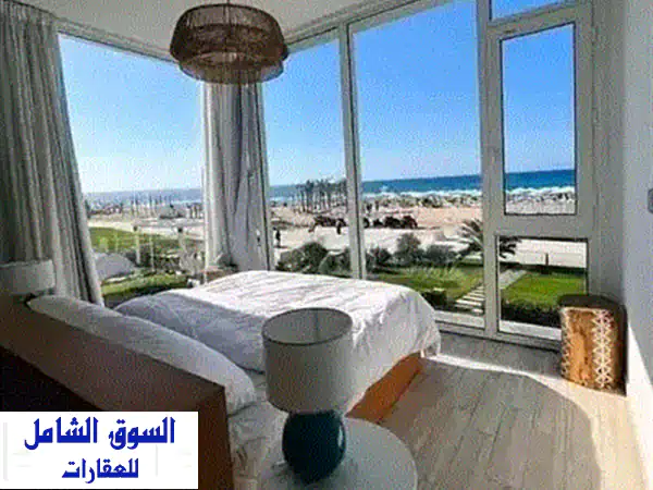 شاليه للبيع (اول نمره من البحر _ تشطيب vip _ دقايق من البحر _ فيو خيالى _ خصم كاش كبير ) فى مارسيليا بيتش بجوار هاسيندا ويست وفوكا باى