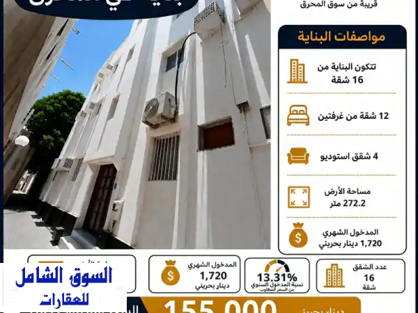 فرصة استثمارية ذهبية: بناية للبيع في قلب المحرق بدخل شهري 1720 د.ب. | قابل للتفاوض!