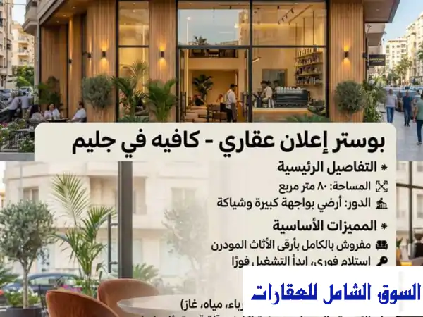 فرصة استثمار ذهبية: كافيه شياكة للايجار 80م²...