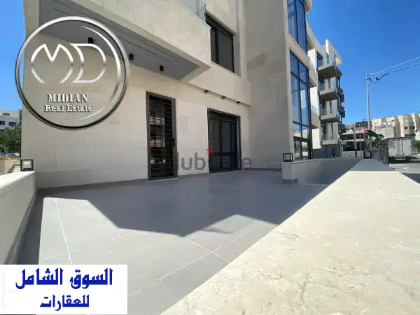شقة أرضية جديدة للبيع الدوار السابع مساحة 120 م مع ترس...