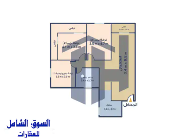 شقة للبيع 155 م ببوكلى ( متفرع من ابراهيم راجي )