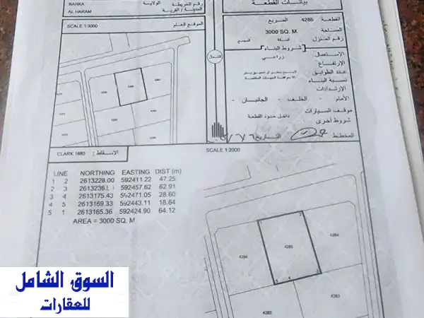 أرض زراعية للبيع في الهرم - بركاء - موقع استراتيجي...