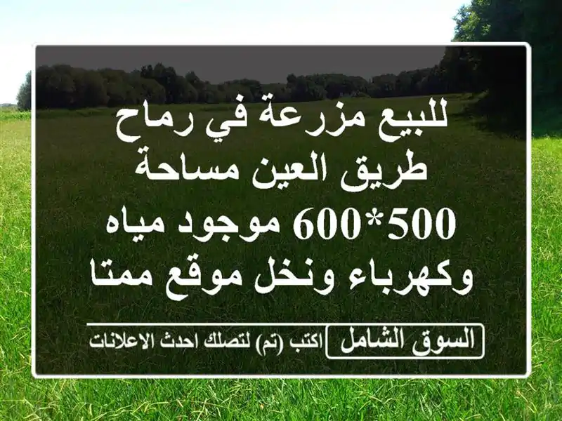 للبيع مزرعة في رماح طريق العين مساحة 500*600 موجود...