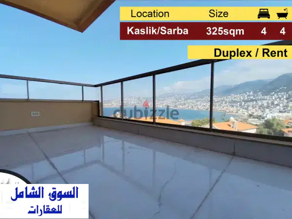 Kaslik u002 F Sarba 325m2  Duplex  For Rent  Classy Area  IV