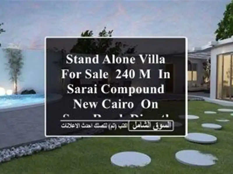 Stand alone villa for sale, 240 m, in Sarai Compound, New Cairo, on Suez Road, directly next to...
