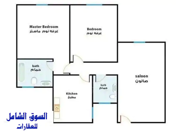 ‏للإيجار شقة غرفتين حمامين في السالمية شارع عمان