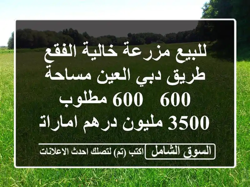 للبيع مزرعة خالية الفقع طريق دبي العين مساحة 600 / 600 مطلوب 3500 مليون درهم اماراتي