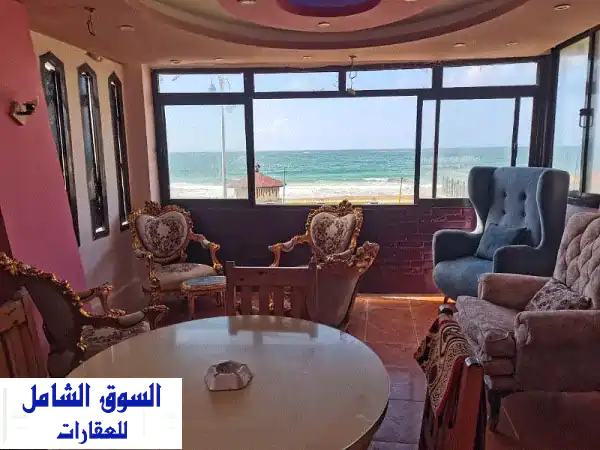 شقة وش ميه صف أول علي البحر في المعمورة الشاطئ...