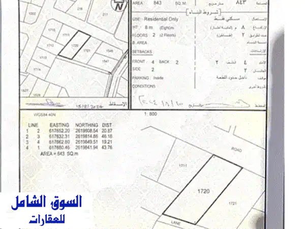 فرصه قطعين شبك بمساحة كبيرة في ولاية السيب منطقة سور الحديد بسعر جميل