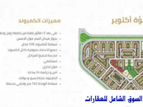 احجز شقتك في كمبوند لؤلؤة أكتوبر بحدائق أكتوبر | 152م بمقدم 650 ألف وقسط 4 سنوات بدون فوائد