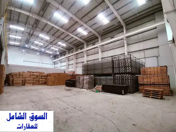 مستودع/ورشة عسكر للإيجار: 1200م² بـ 2700 د.ب. | كهرباء 116KW، وصول سهل