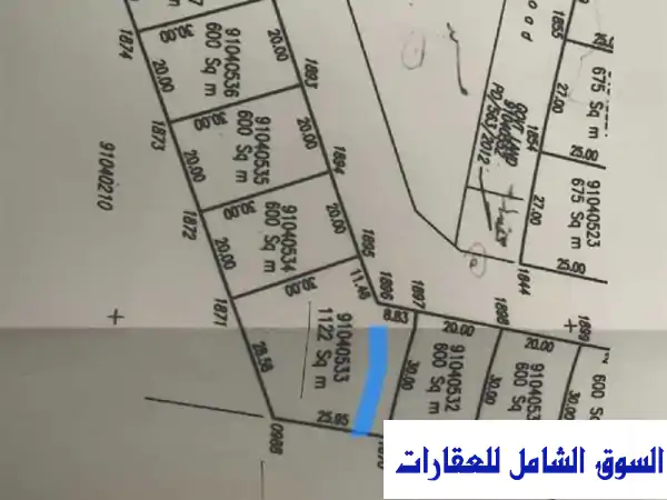 أرض للبيع الوكير 1122م² | رخص ومخططات فلتين...