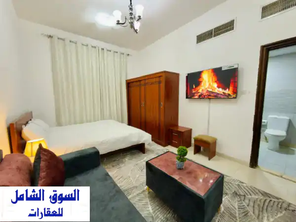 استوديو مفروش فاخر للإيجار الشهري بعجمان | الروضة 2...
