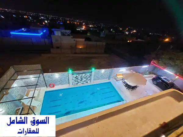 استأجر شاليه الأحلام في الجوفة: مسبح خاص، إطلالة البحر الميت، ورفاهية متكاملة للإيجار اليومي!