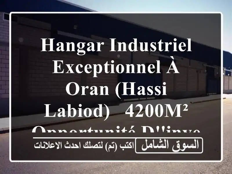 Hangar Industriel Exceptionnel à Oran (Hassi Labiod) - 4200m² - Opportunité d'Investissement!