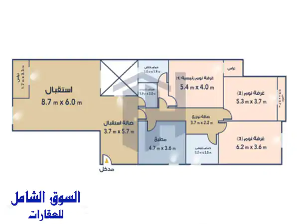 شقة فاخرة للبيع في رشدي (شارع أبو قير) - مساحة 228 متر...