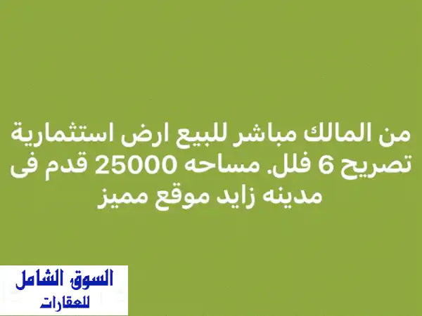 فرصة استثمارية ذهبية! أرض 25000 قدم في مدينة زايد - تصريح...