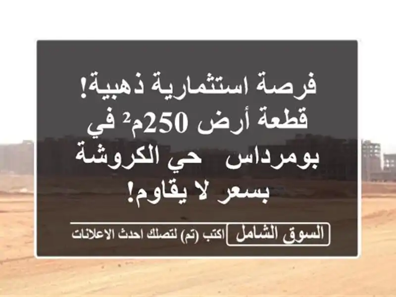 فرصة استثمارية ذهبية! قطعة أرض 250م² في بومرداس -...