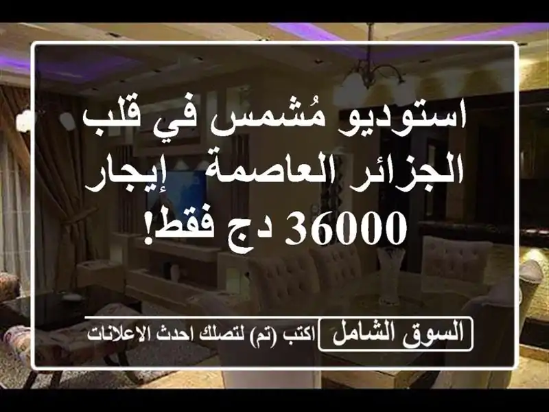 استوديو مُشمس في قلب الجزائر العاصمة - إيجار 36000 دج فقط!