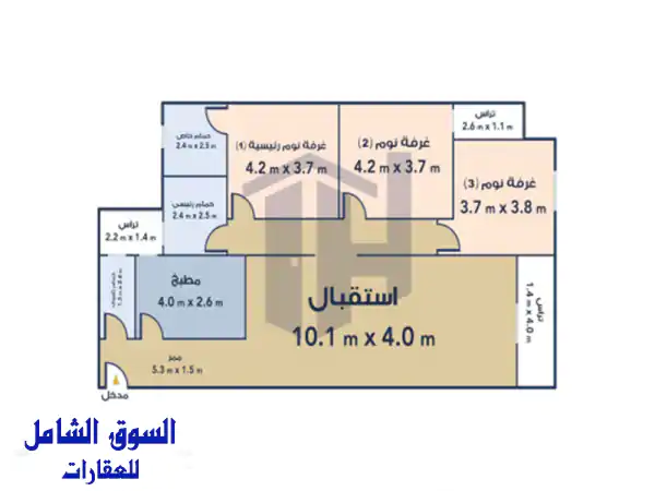 شقة فاخرة 175م² للبيع في سموحة (Muruj Heights) -  فيو...