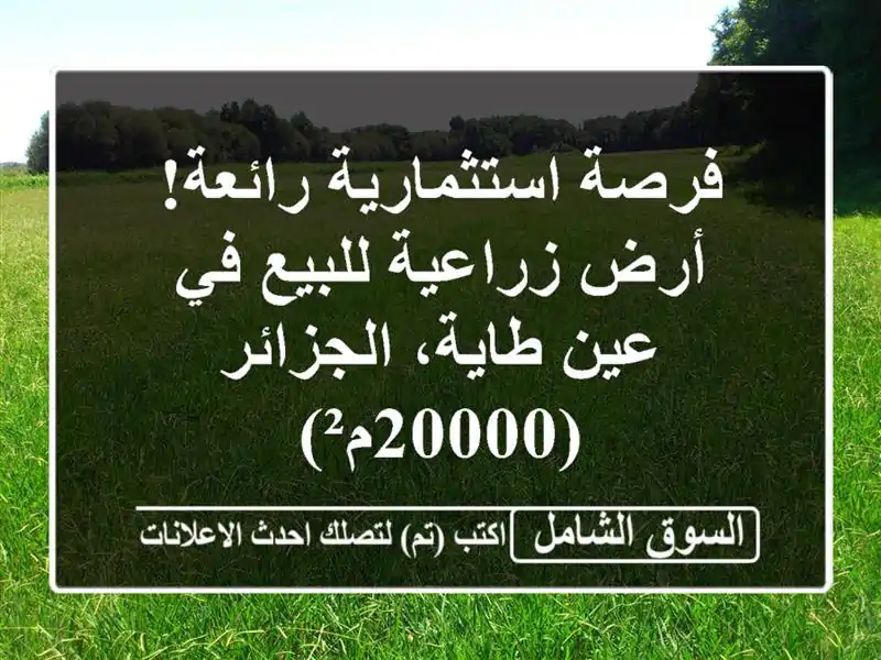 فرصة استثمارية رائعة! أرض زراعية للبيع في عين طاية، الجزائر (20000م²)