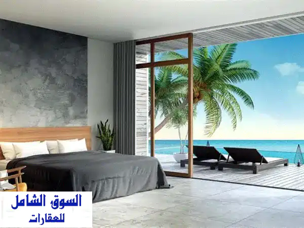 شاليه فاخر للبيع في بلاج، 64م + حديقة 48م! لوكيشن...